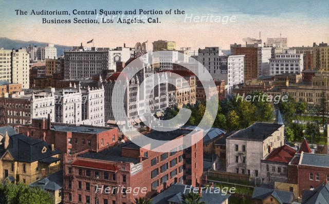 Auditorium, Central Square and part of the business district, Los Angeles, California, USA, 1915. Artist: Unknown