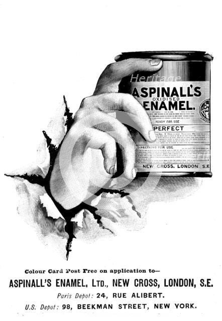 Advertisement for Aspinall's Oxidised Enamel, 1898.  Creator: Unknown.