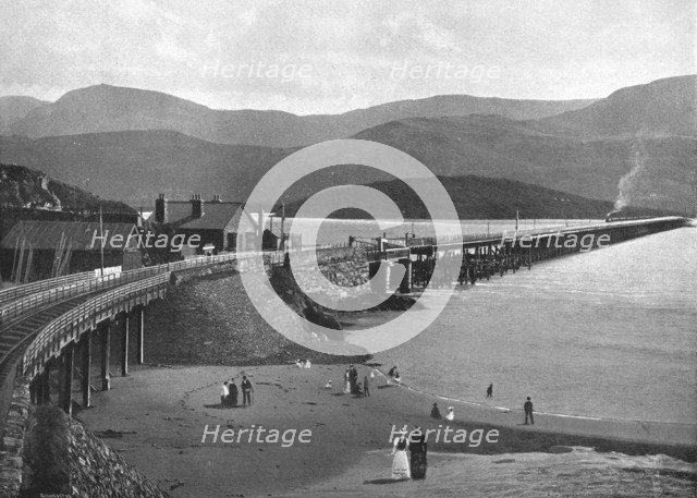 Barmouth Bridge and Cader Idris, c1900. Artist: H Owen.
