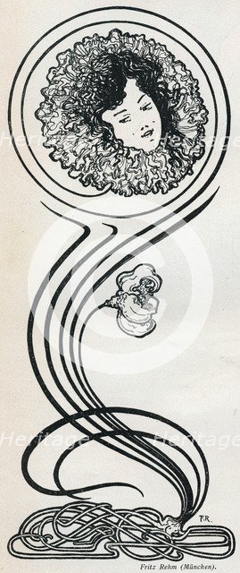A girl's head in a flower, 1898. Artist: Fritz Rehm