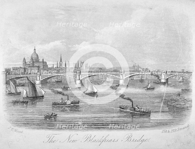 Blackfriars Bridge, London, 1869. Artist: Anon