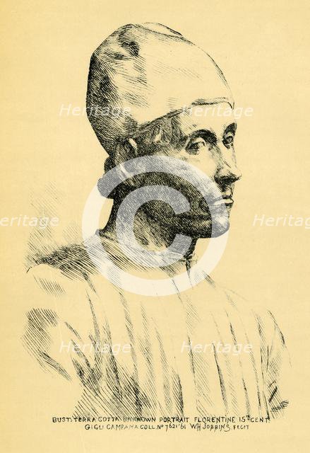 Terracotta bust of a young man, c1860s, (1881).  Creator: William H Jobbins.