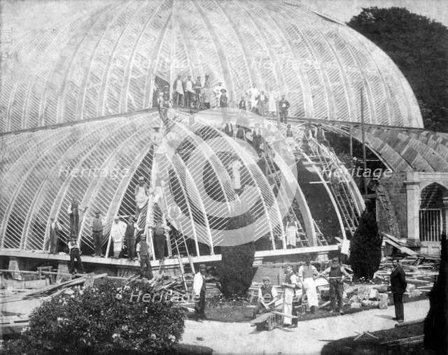 Making repairs to the Great Conservatory at Chatsworth, Derbyshire, late 19th century. Artist: Unknown