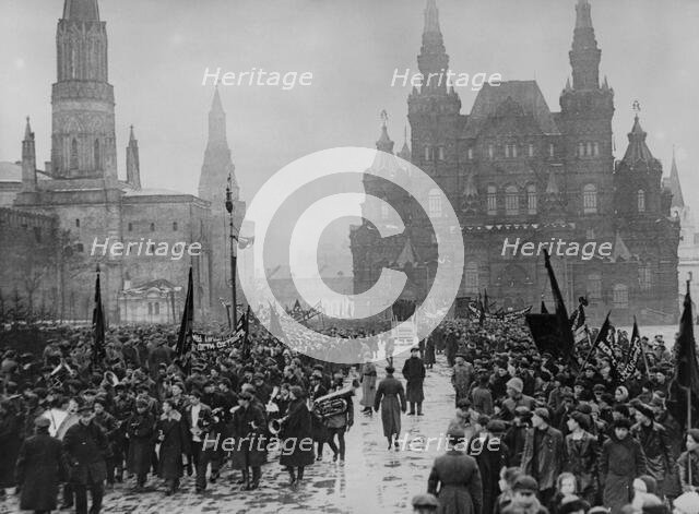 Celebrations on the occasion of the 8th anniversary of the October Revolution in Moscow, 1925. Creator: Anonymous.