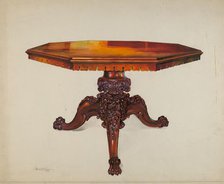 Carved Mahogany Table, 1937. Creator: Florence Truelson.