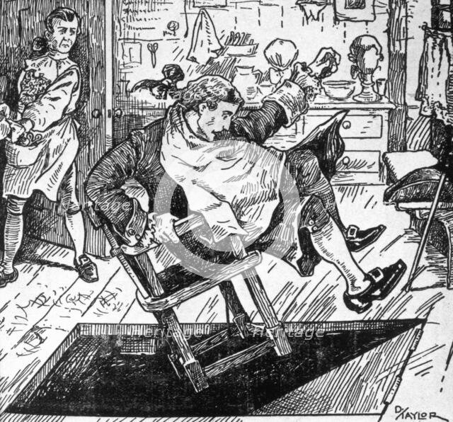 Sweeney Todd, the Demon Barber - I polish 'em off, c1880.  Creator: D Taylor.