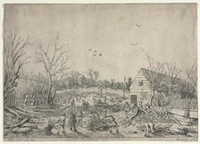 The Great Flood of January 10, 1624 (or Repairing the Broken Dike on the River Lek by Vianen, 1624). Creator: van de Velde Esaias (Dutch, 1587-1630).