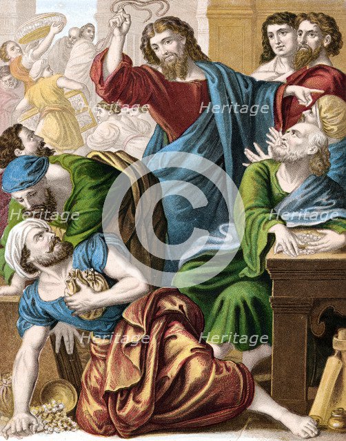 Jesus and the money changers, c1860. Artist: Anon