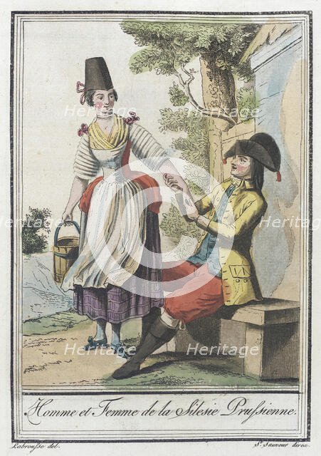Costumes de Différents Pays, 'Homme et Femme de la Silesie Prussienne', c1797. Creators: Jacques Grasset de Saint-Sauveur, LF Labrousse.