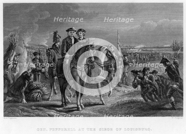 General Pepperell at the Siege of Louisburg, Canada, 18th century.Artist: W Ridgeway