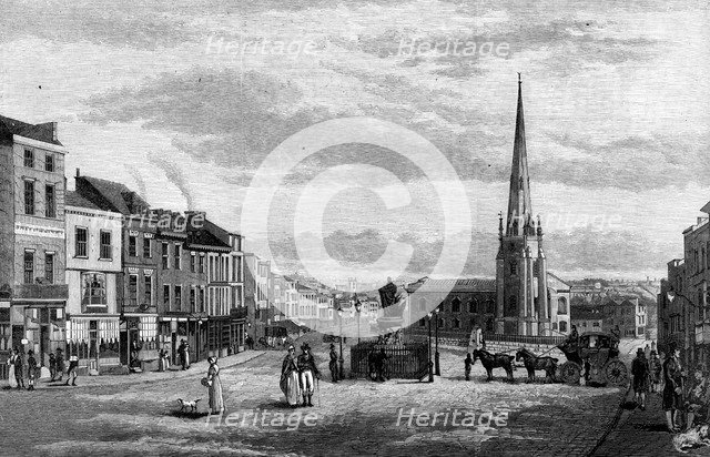 The Bull Ring, with St Martin's Church, Birmingham, 1812 (1887). Artist: Unknown
