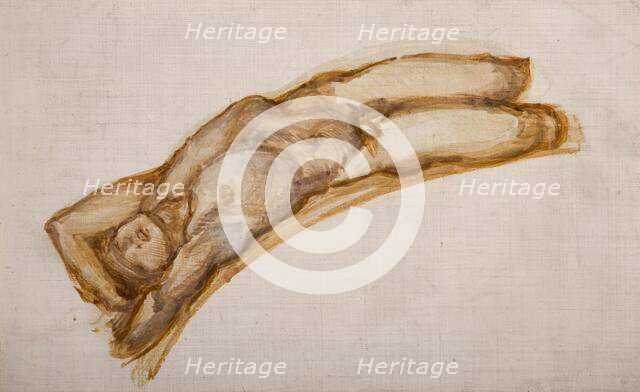 Wheel of Fortune - Male Nude - Nude Study of a Slave, 1882. Creator: Sir Edward Coley Burne-Jones.