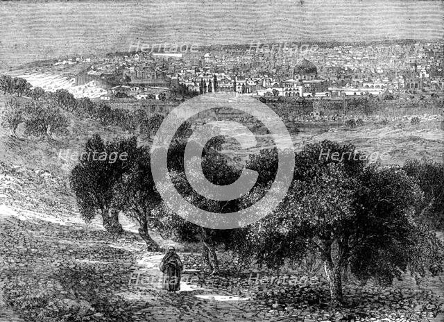 Jerusalem from the Mount of Olives - from a photograph by Mr. F. Bedford..., 1862. Creator: Mason Jackson.