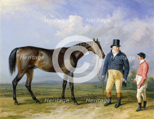 'Rockingham with His Owner, John Theobald, and Jockey, Jem Robinson', 1835. Artist: James Ward.
