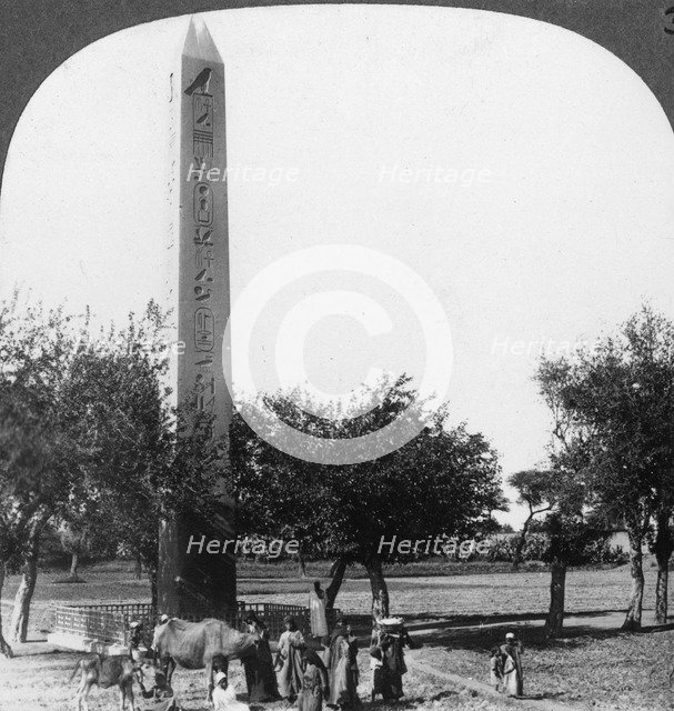 The obelisk of Heliopolis, Egypt, 1905. Creator: Underwood & Underwood.
