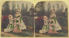 Three women dressed as \flowers\, about 1860. Creator: Unknown.