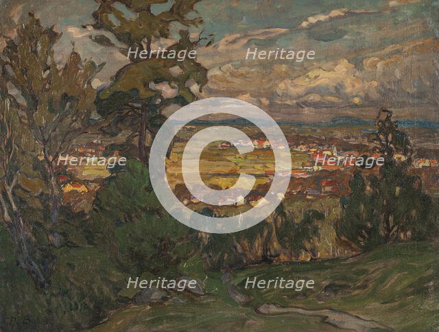 Landscape with a Village. Study from North Norway. Creator: Anna Katarina Boberg.