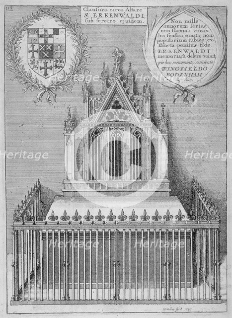 Monument to Saint Erkenwald in old St Paul's Cathedral, City of London, 1656. Artist: Wenceslaus Hollar