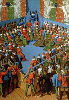 Trial of John Duke of Alençon, accused of conspiring with the English against France, he was brou…