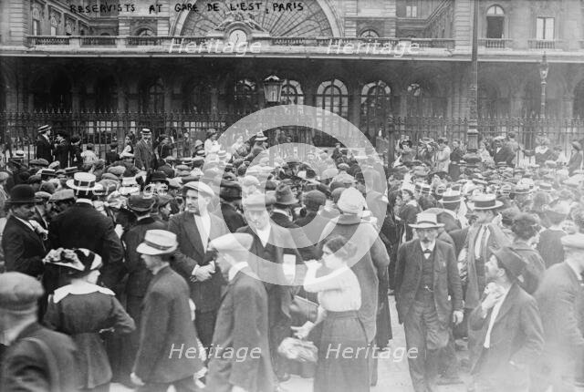 Reservists at Gare de l'Est, Paris, 1914. Creator: Bain News Service.