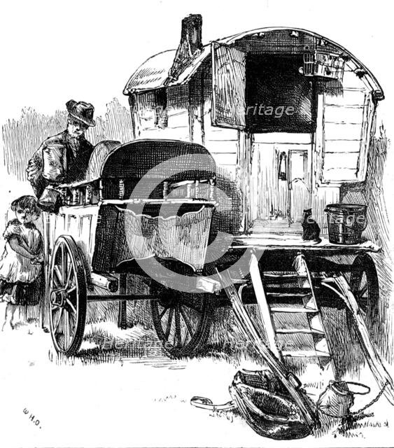 Sketches of gipsy life round London - knife-grinder, Hackney Wick, 1880. Creator: Unknown.