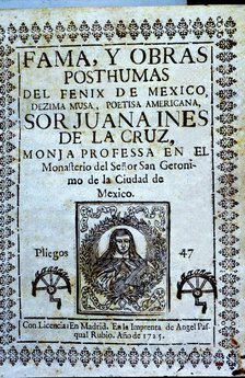 Cover of the work 'Fama y obras póstumas' (Fame and posthumous works) by Sor Juana Ines de la Cru…