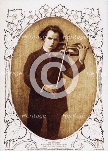 Jan Kubelik playing on Christmas eve in San Francisco, 1912, 1912. Artist: Anonymous  