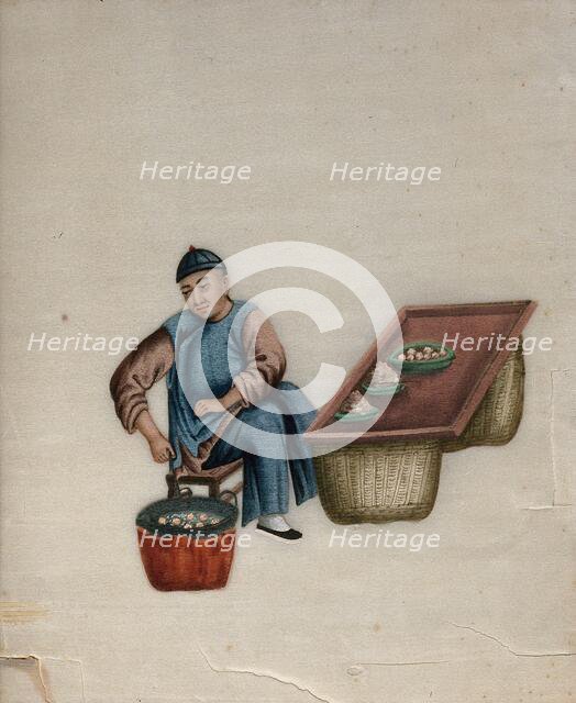 A man selling steamed dumplings (?), 1800. Creator: Unknown.