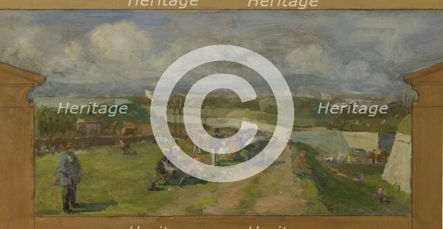 Sketch for the town hall of Vanves. View of Vanves with Fort de Vanves, 1902. Creator: Paul Leon Felix Schmitt.