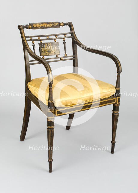 Armchair with Tablet: Putti Drawing, England, c. 1790/1800. Creator: John Gee.