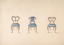 Design for Three Chairs Upholstered in Blue, early 19th century. Creator: Anon.