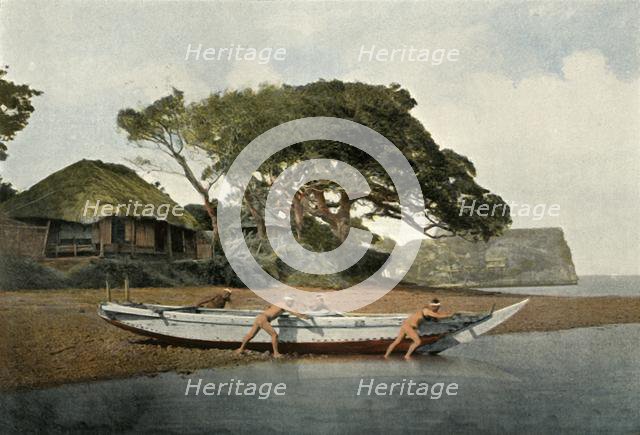 'Honmoku, Village de Pecheurs Pres Yokohama', (Honmoku Fishing Village near Yokohama), 1900. Creator: Unknown.