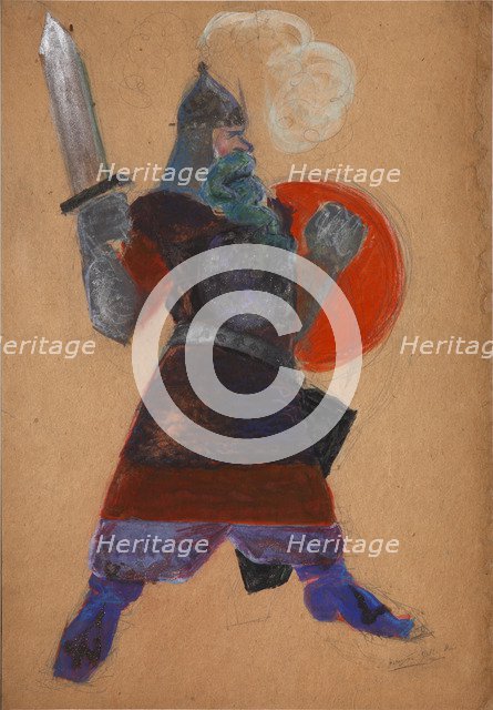 Costume design for the opera The golden Cockerel by N. Rimsky-Korsakov. Artist: Malyutin, Sergei Vasilyevich (1859-1937)