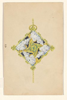 Design for a pendant with flower branches of lilacs, enamelled gold, c.1905. Creator: Paul Louchet.