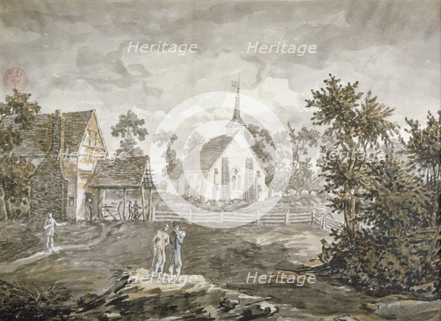 North-west view of the church of St Mary, Norwood, Middlesex, 1795. Artist: Anon