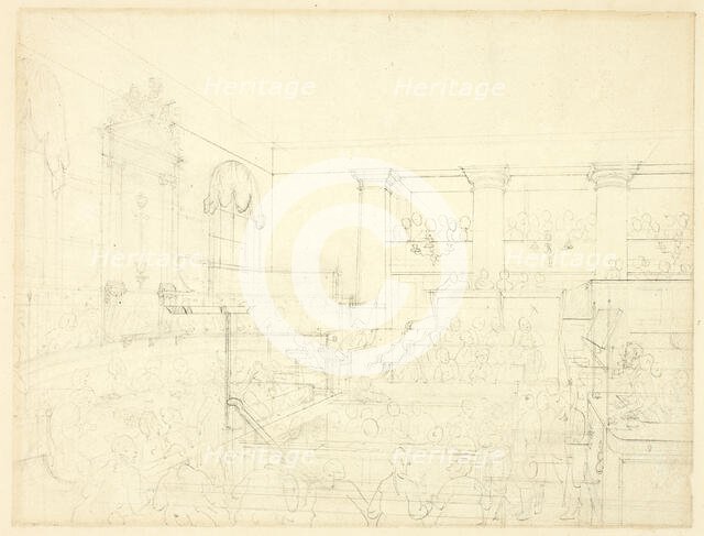 Study for Old Bailey, from Microcosm of London, c. 1809. Creator: Augustus Charles Pugin.