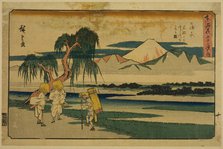 Kanbara: View of the Fuji River from Iwafuchi (Kanbara, Iwafuchi yori Fujikawa o,..., c. 1841/44. Creator: Ando Hiroshige.