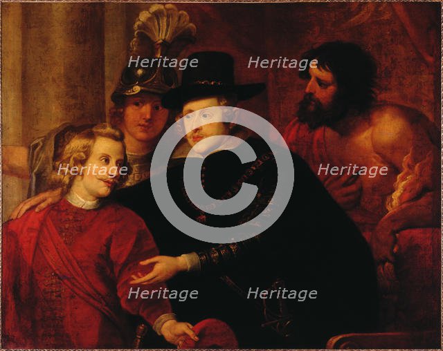 Philip IV of Spain (1605-1665) sending off his brother Cardinal-Infante Ferdinand of Austria (1609-1 Creator: Seghers, Gerard  .