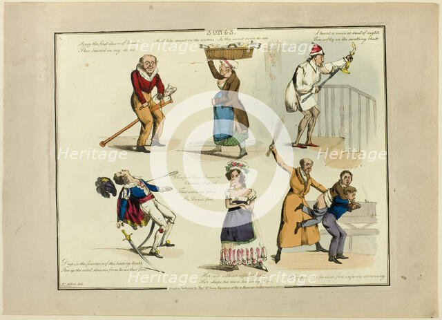 Plate from Illustrations to Popular Songs, 1822. Creator: Henry Thomas Alken.