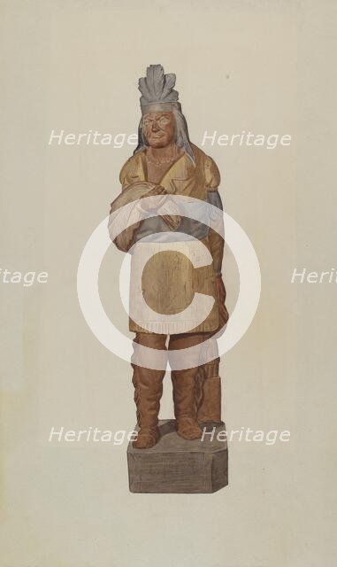 Cigar Store Indian, c. 1938. Creator: Henry Tomaszewski.