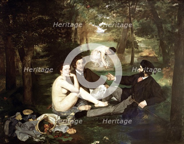  'Breakfast on the Grass', 1863, oil Painting by Edouard Manet.