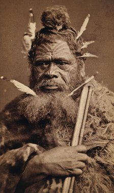 A Maori man with a tattoed face, between 1800 and 1899. Creator: Unknown.
