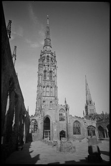 Spire of the ruined St Michael's Cathedral Church, Coventry, West Midlands, c1955-c1980. Creator: Ursula Clark.