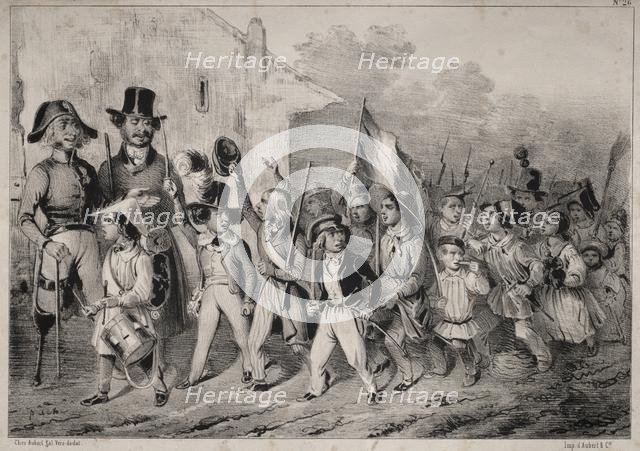 Actualités: Bon! Les moutards en veulent sussi! quand on parle de guerre!..., 1840. Creator: Clémente Pruche (French, 1831-1870).