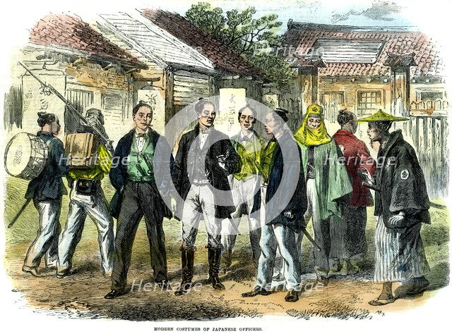 'Modern costumes of Japanese officers', 1866. Artist: Unknown
