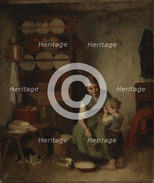 A Boy Being Given Milk, sketch I, 1869. Creator: Karl Emanuel Jansson.