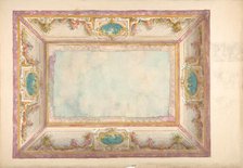 Design for a ceiling with trompe l'oeil balustrade and putti, second half 19th century. Creators: Jules-Edmond-Charles Lachaise, Eugène-Pierre Gourdet.