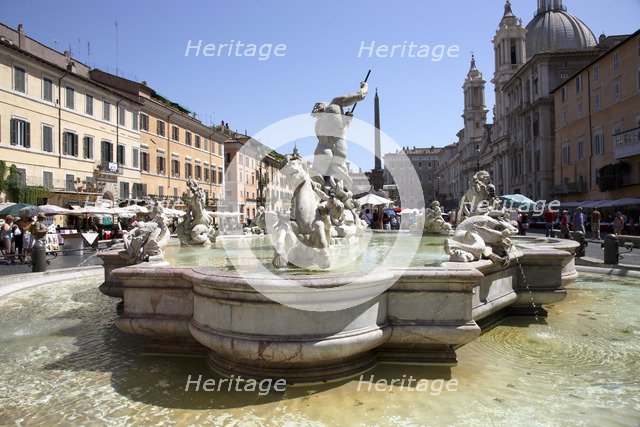 The Fountain of Neptune, Navona Square, Rome, Italy. Artist: Samuel Magal