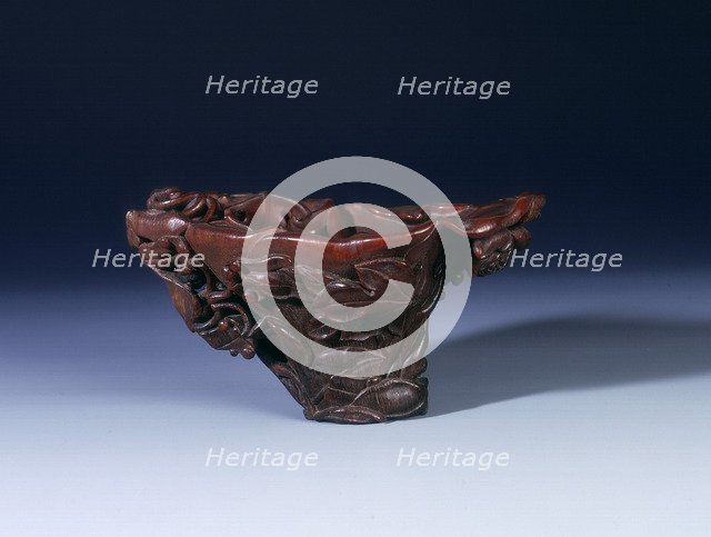 Rhino horn cup of flower shape, Kangxi period, Qing dynasty, China, 1662-1722. Artist: Unknown