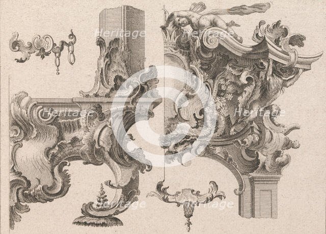 Suggestion for the Decoration of Lower Right and Top Right of an Altar Fram..., Printed ca. 1750-56. Creator: Wolffgang Christoph Mayr.